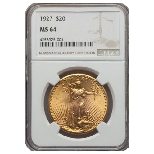 1927\u0020NGC\u0020MS\u002D64\u0020\u002420\u0020St.\u0020Gaudens\u0020Double\u0020Eagle\u0020Gold\u0020Coin