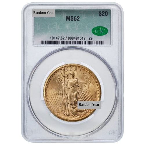 CAC\u0020MS\u002D62\u0020\u002420\u0020Saint\u0020Gaudens\u0020Double\u0020Eagle\u0020Gold\u0020Coin\u0020\u002D\u0020Random\u0020Year