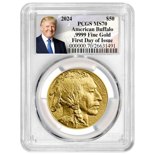 PCGS\u0020MS\u002D70\u0020First\u0020Day\u0020of\u0020Issue\u00202024\u00201\u0020oz\u0020American\u0020Gold\u0020Buffalo\u0020Coin\u0020\u002D\u0020Exclusive\u0020Trump\u0020Constitution\u0020Label