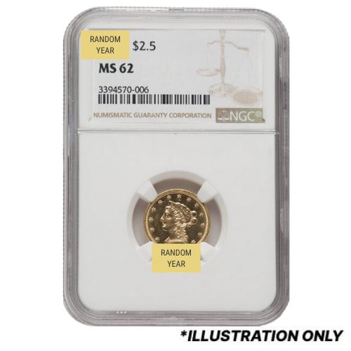 NGC\u0020MS\u002D62\u0020\u00242.50\u0020Liberty\u0020Quarter\u0020Eagle\u0020Gold\u0020Coin\u0020\u002D\u0020Random\u0020Year