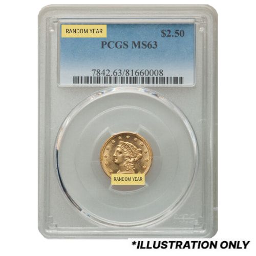 PCGS\u0020MS\u002D63\u0020\u00242.50\u0020Liberty\u0020Quarter\u0020Eagle\u0020Gold\u0020Coin\u0020\u002D\u0020Random\u0020Year