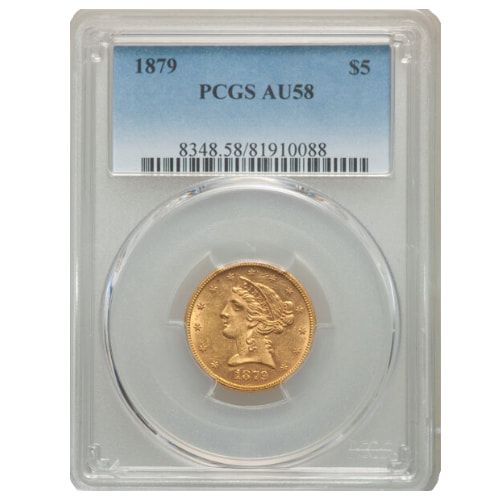 1879\u0020PCGS\u0020AU\u002D58\u0020\u00245\u0020Liberty\u0020Half\u0020Eagle\u0020Gold\u0020Coin