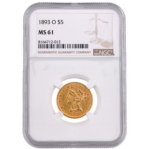 1893\u002DO\u0020NGC\u0020MS\u002D61\u0020\u00245\u0020Liberty\u0020Half\u0020Eagle\u0020Gold\u0020Coin