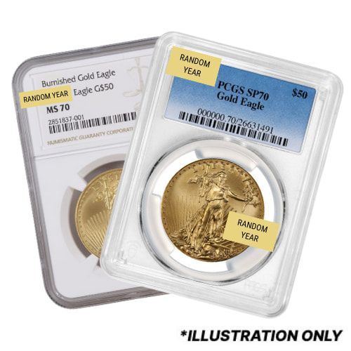 NGC\u0020or\u0020PCGS\u0020MS\u002FSP\u002D70\u00201\u0020oz\u0020American\u0020Gold\u0020Eagle\u0020Burnished\u0020Coin\u0020\u002D\u0020Random\u0020Year\u0020and\u0020Seal
