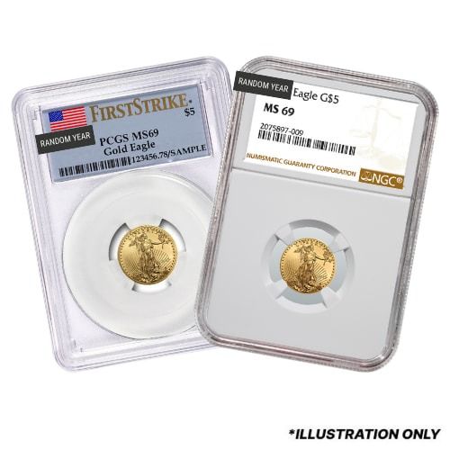 NGC\u002FPCGS\u0020MS\u002D69\u00201\u002F10\u0020oz\u0020American\u0020Gold\u0020Eagle\u0020Coin\u0020\u002D\u0020Random\u0020Year