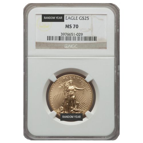 1/2 oz NGC/PCGS MS-70 American Gold Eagle Coin - Random Year