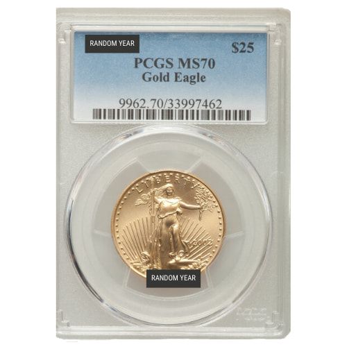 1/2 oz NGC/PCGS MS-70 American Gold Eagle Coin - Random Year