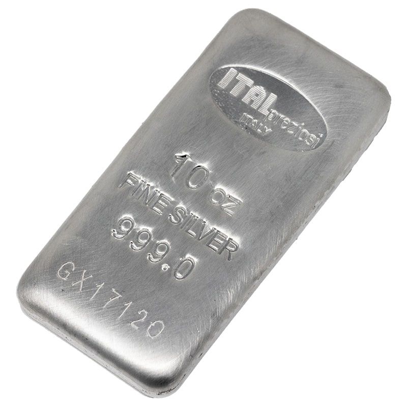 【特価】Italpreziosi　10オンス　シルバーバー　インゴット 10 oz Italpreziosi Italian Silver Cast Bar .999 Fine