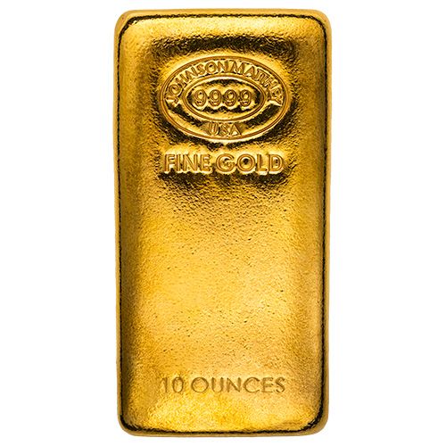 10 oz Johnson Matthey Poured Gold Bar