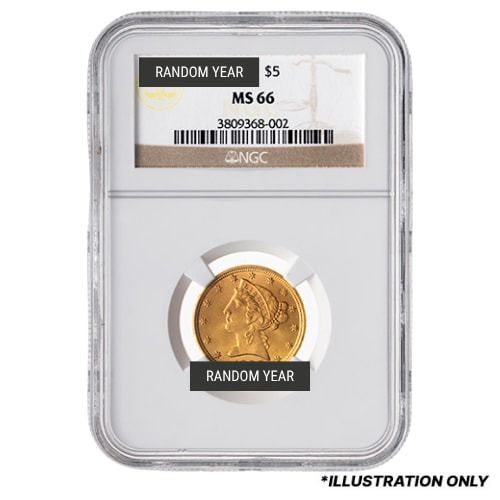 NGC\u002FPCGS\u0020MS\u002D66\u0020\u00245\u0020Liberty\u0020Half\u0020Eagle\u0020Gold\u0020Coin\u0020\u002D\u0020Random\u0020Year
