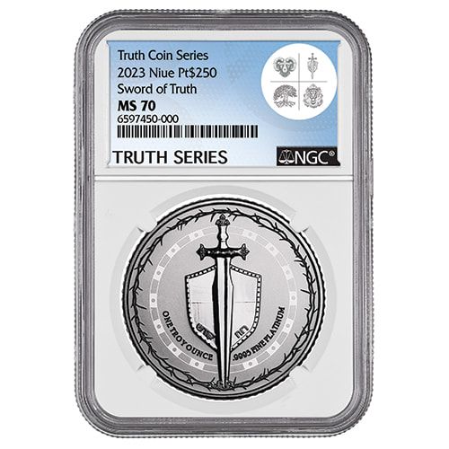 2023\u0020NGC\u0020MS\u002D70\u00201\u0020oz\u0020Sword\u0020of\u0020Truth\u0020Reverse\u0020Proof\u0020Platinum\u0020Coin