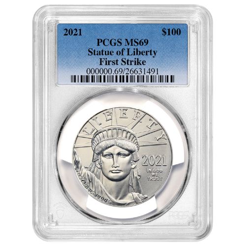 PCGS\u0020MS\u002D69\u0020First\u0020Strike\u00202021\u00201\u0020oz\u0020American\u0020Platinum\u0020Eagle\u0020Coin