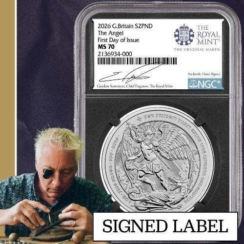 2026\u0020NGC\u0020MS\u002D70\u0020First\u0020Day\u0020of\u0020Issue\u00201\u0020oz\u0020British\u0020Angel\u0020Silver\u0020Coin\u0020\u002D\u0020Gordon\u0020Summers\u0020Label