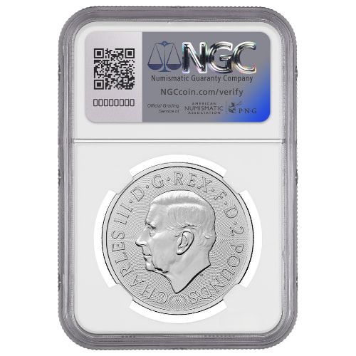 2025 NGC MS-69 First Day of Issue 1 oz British Silver Britannia and Liberty Coin