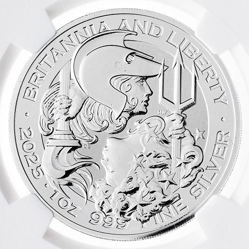 2025 NGC MS-69 First Day of Issue 1 oz British Silver Britannia and Liberty Coin - Mint Error
