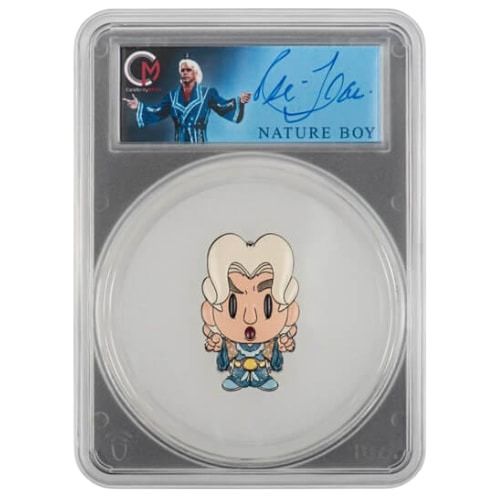 2023\u0020PCGS\u0020PR\u002D70\u00202\u0020oz\u0020Celebrity\u0020Mint\u0020Ric\u0020Flair\u0020Blue\u0020Robe\u0020Chibi\u0020\u002D\u0020Silver\u0020Autographed\u0020Label