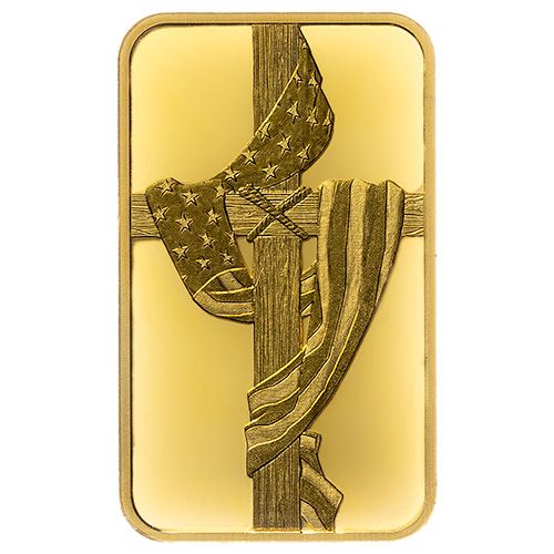 1/10 oz SD Bullion Cross and Flag Gold Bar