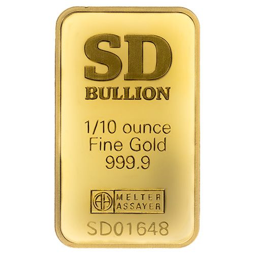 1/10 oz SD Bullion Cross and Flag Gold Bar