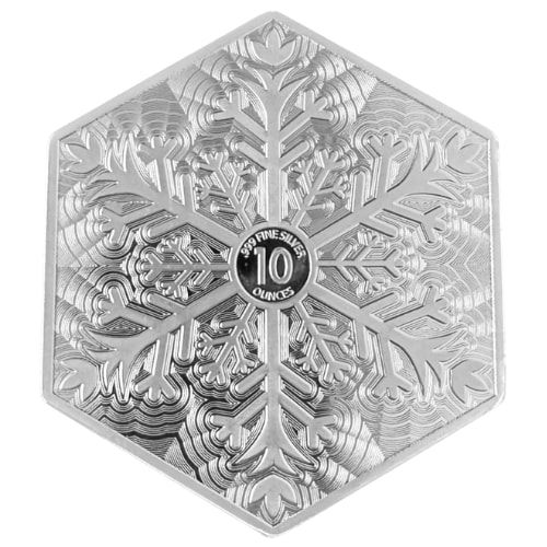 10\u0020oz\u0020Snowflake\u0020Hexagon\u0020Silver\u0020Bar