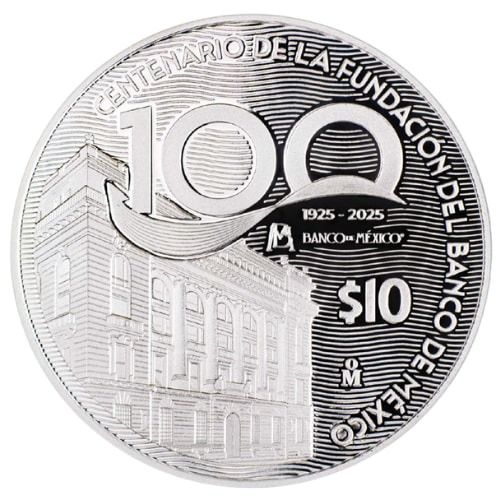 1925\u002D2025\u00202\u0020oz\u0020100th\u0020Anniversary\u0020of\u0020Banco\u0020de\u0020Mexico\u0027s\u0020Founding\u0020Proof\u0020Silver\u0020Coin