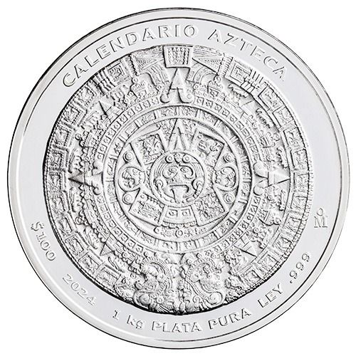 2024\u00201\u0020Kilo\u0020Mexican\u0020Aztec\u0020Calendar\u0020Silver\u0020Coin