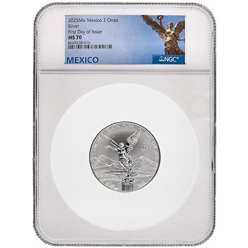 Buy 2025 NGC MS-70 First Day of Issue 2 oz Mexican Silver Libertad