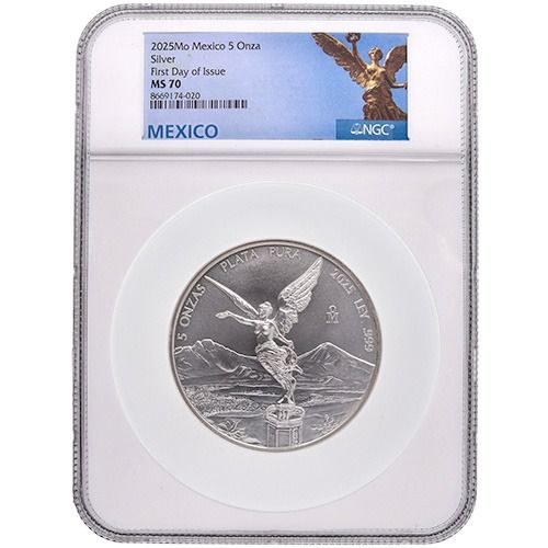 Buy 2025 NGC MS-70 First Day of Issue 5 oz Mexican Silver Libertad
