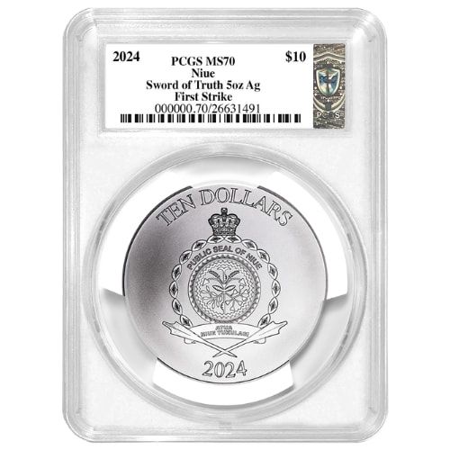 2024 PCGS MS-70 First Strikes 5 oz Sword of Truth High Relief