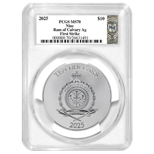 2025 PCGS MS-70 First Strike 5 oz Ram of Calvary High Relief Silver Coin