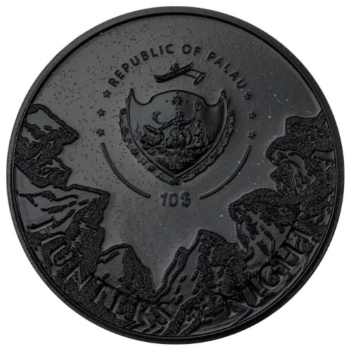 2024 2 oz Hunters by Night - Ocelot Obsidian Black Silver Coin