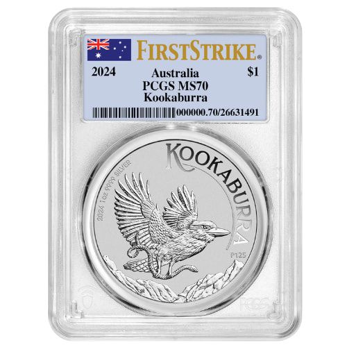 2024\u0020PCGS\u0020MS\u002D70\u00201\u0020oz\u0020Australian\u0020Silver\u0020Kookaburra\u0020Coin
