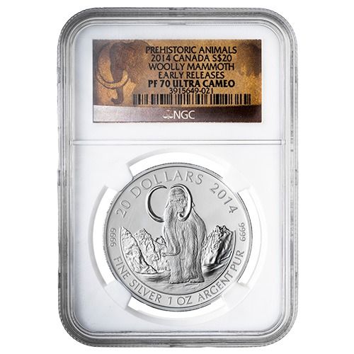 2014\u0020NGC\u0020PF\u002D70\u00201\u0020oz\u0020Woolly\u0020Mammoth\u0020Silver\u0020Coin