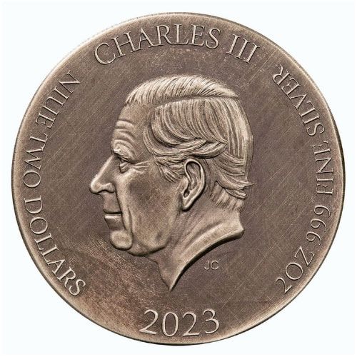 2023 2 oz Jesus Enters Jerusalem Proof Antique Silver Coin - Biblical Series