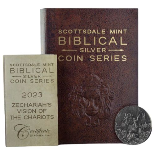 2023 2 oz Zechariah's Vision of the Chariots Antique Silver Coin - Biblical Series