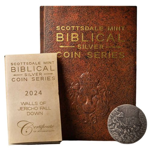 2024\u00202\u0020oz\u0020Walls\u0020of\u0020Jericho\u0020Fall\u0020Down\u0020Antique\u0020Silver\u0020Coin\u0020\u002D\u0020Biblical\u0020Series