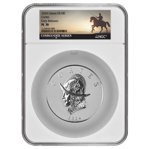 Buy 2024 NGC PL-70 5 oz Commander Series: Cortes Silver Coin | SD