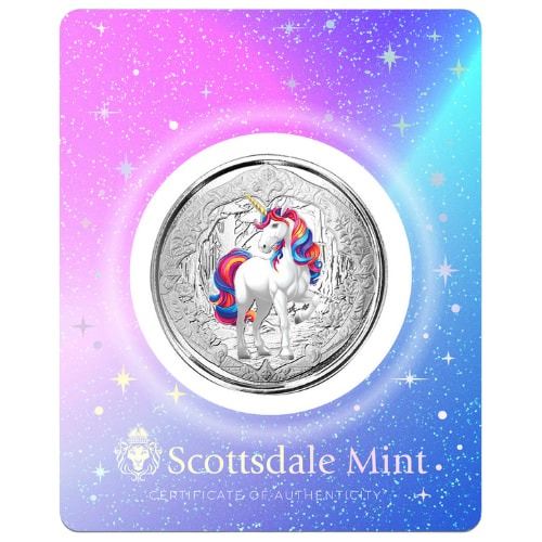 2024 1 oz Fiji Unicorn Blossom Colorized Silver Coin