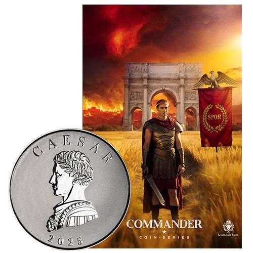 2025 5 oz Caesar Silver Coin - Commander Series - and Poster Bundle