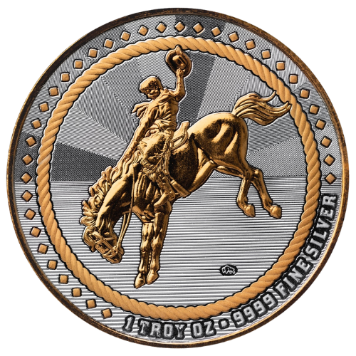 1 oz Cowboy Gilded Silver Round - Cowboy Series