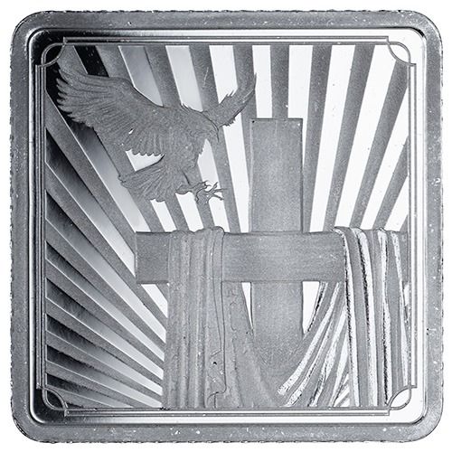 1/10 oz SD Bullion Cross and Flag Square Silver Bar