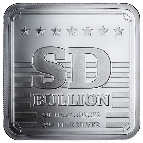 Buy 20 oz SD Bullion Cross and Flag Square Silver Bars - Free shipping