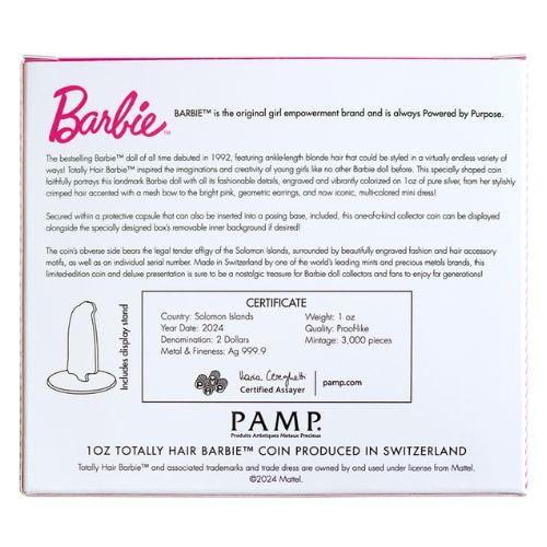 2024 1 oz Barbie Totally Hair Proof Silver Coin