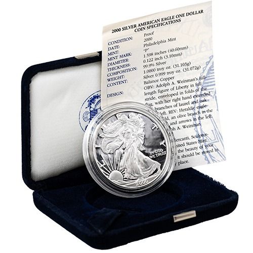 2000\u002DP\u00201\u0020oz\u0020American\u0020Silver\u0020Eagle\u0020Proof\u0020Coin\u0020w\u002FBox\u0020\u0026\u0020COA