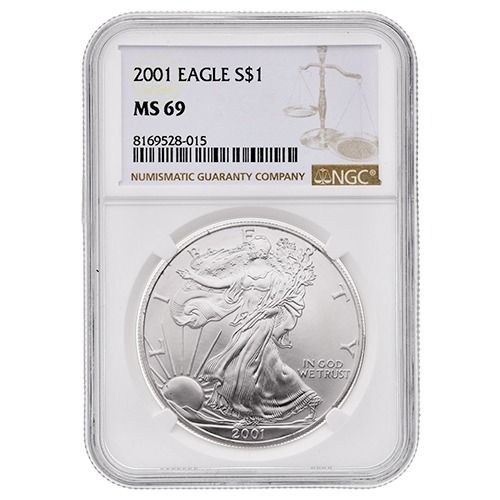 2001\u0020NGC\u0020MS\u002D69\u0020American\u0020Silver\u0020Eagle\u0020Coin\u0020\u0028Brown\u0020Label\u0029