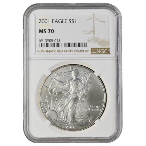 2001\u0020NGC\u0020MS\u002D70\u00201\u0020oz\u0020American\u0020Silver\u0020Eagle\u0020Coin\u0020\u002D\u0020Brown\u0020Label