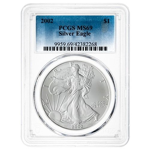 2002\u0020PCGS\u0020MS\u002D69\u00201\u0020oz\u0020American\u0020Silver\u0020Eagle\u0020Coin