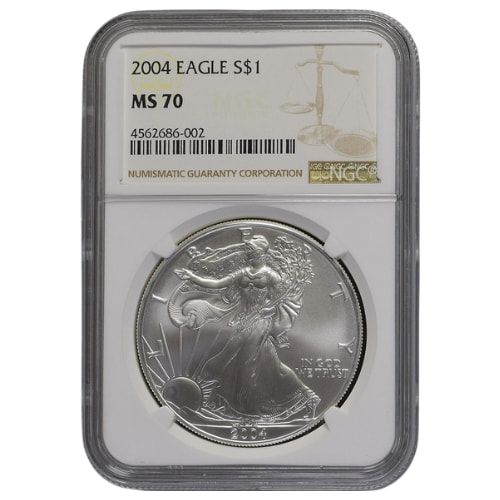 2004\u0020NGC\u0020MS\u002D70\u00201\u0020oz\u0020American\u0020Silver\u0020Eagle\u0020Coin\u0020\u002D\u0020Brown\u0020Label