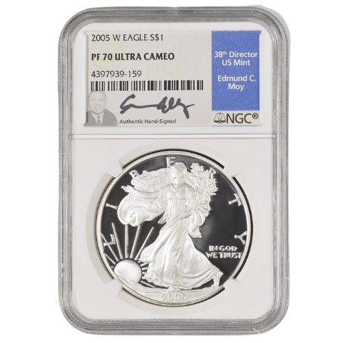 2005\u002DW\u0020NGC\u0020PF\u002D70\u00201\u0020oz\u0020American\u0020Silver\u0020Eagle\u0020Proof\u0020Coin\u0020\u002D\u0020Edmund\u0020C.\u0020Moy\u0020Label