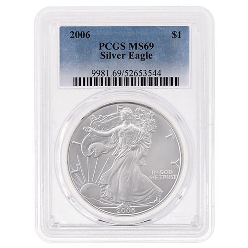 2006\u0020PCGS\u0020MS\u002D69\u00201\u0020oz\u0020American\u0020Silver\u0020Eagle\u0020Coin\u0020\u002D\u0020Standard\u0020Label