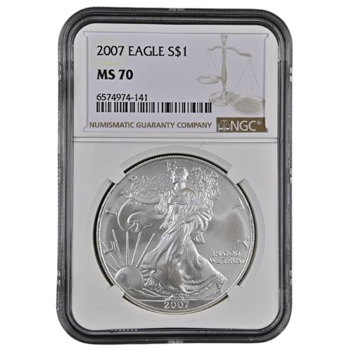 2007\u0020NGC\u0020MS\u002D70\u00201\u0020oz\u0020American\u0020Silver\u0020Eagle\u0020Coin\u0020\u002D\u0020Brown\u0020Label